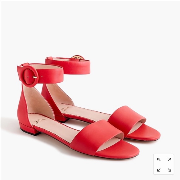J.Crew Ankle Strap Flat Sandal in Bright Cerise